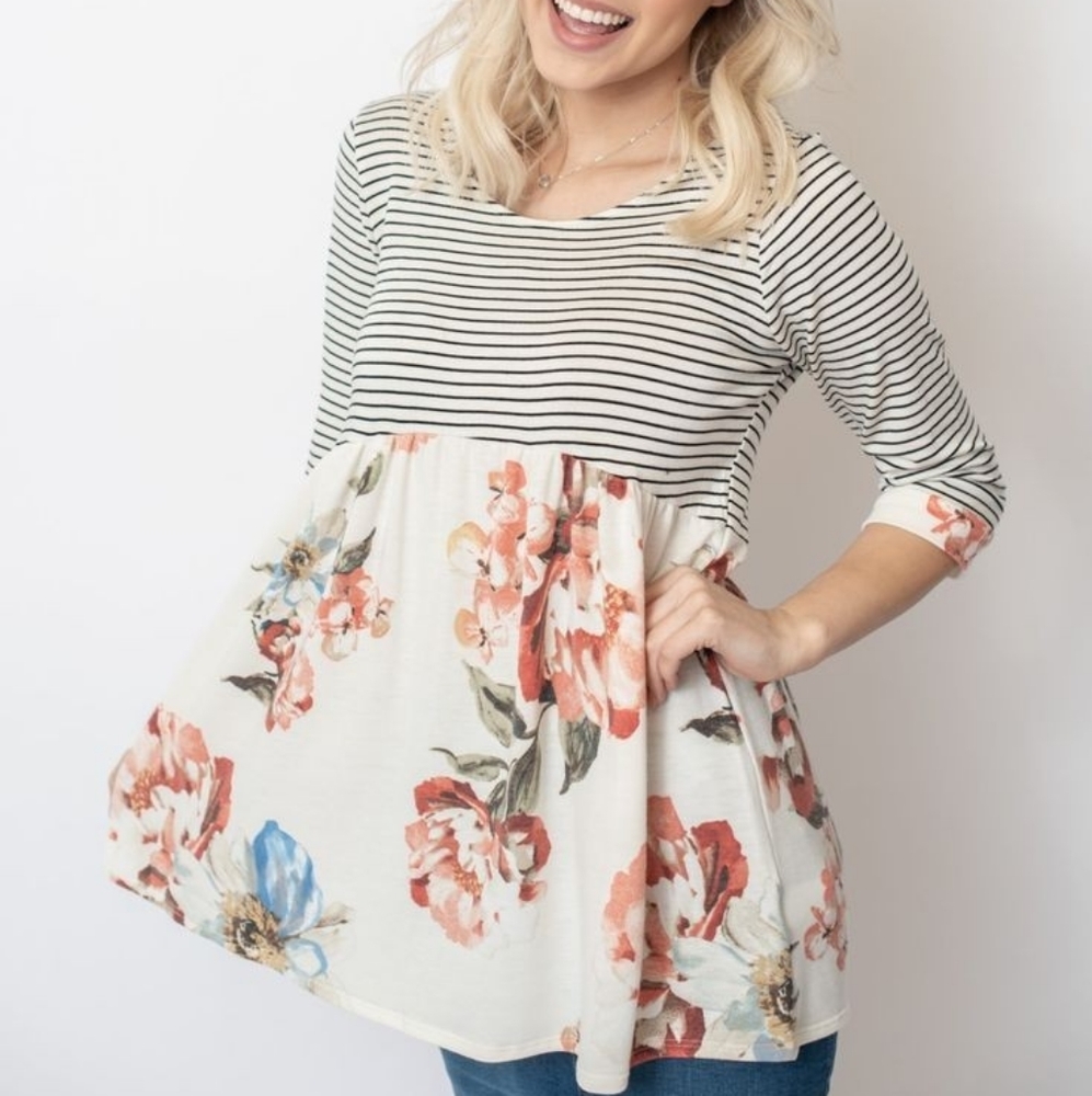 Brand New Striped & Floral Top